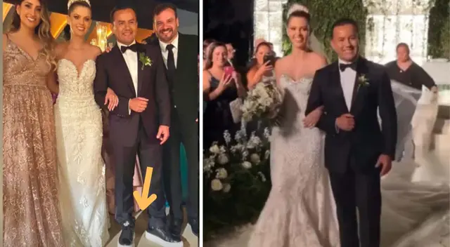 Richard Acuña pasó roche al ponerse zapatos altos en su boda con Brunella Horna.