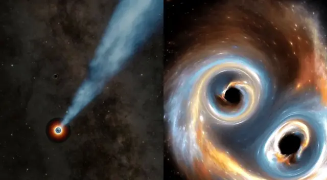 Los ciéntificos siguenestudiando cómo sería el impacto cundo estos doa agujeros choquen con la galaxia de Andrómeda Los ciéntificos siguenestudiando cómo sería el impacto cundo estos doa agujeros choquen con la galaxia de Andrómeda