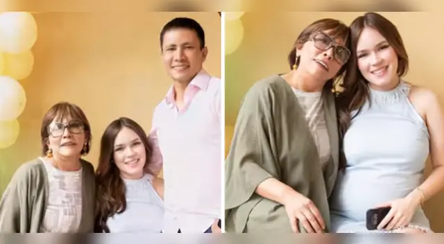 Renzo Costa y su pareja en el baby shower de sus mellizos.