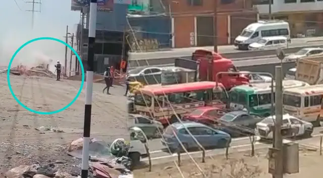 Fuga de gas acosionó congestión vehícular en Los Olivos, por el cierre de la Panamericana Norte.