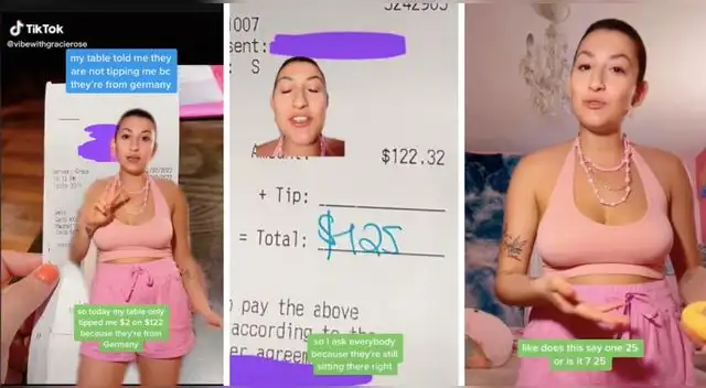 ¿Qué dijo la joven tras recibir la propina de dos dólares?