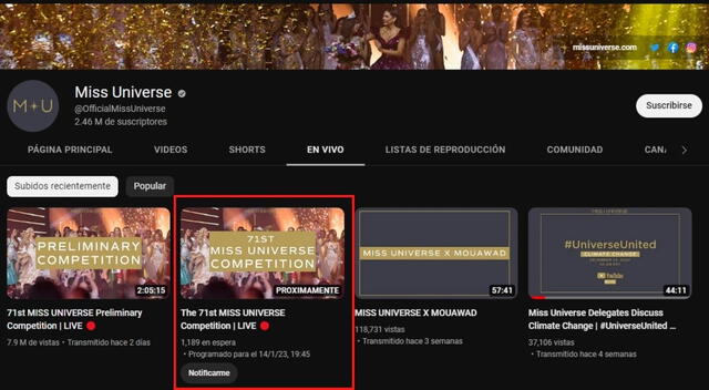  Descubre cómo ver Miss Universo 2022 en YouTube. Fuente: YouTube.   