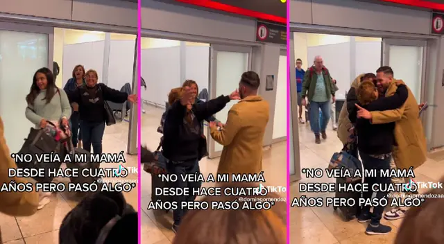 El joven abrazó a la señora pese a que se confundió de hijo.