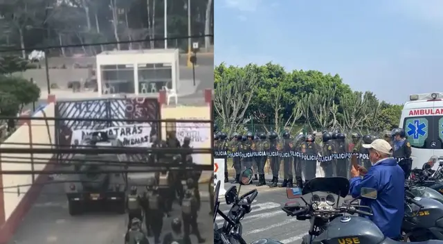 Los agentes policiales tuvieron que usar una tanqueta para lograr ingresar al recinto universitario.