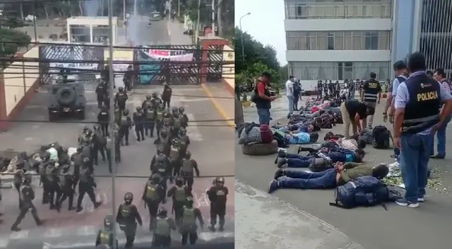 Policías lograron detener a decenas de manifestantes que se seguían albergando en la Universidad San Marcos. Policías lograron detener a decenas de manifestantes que se seguían albergando en la Universidad San Marcos.