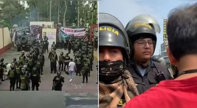 Policia niega el ingreso de abogados a San Marcos en medio de la intervención de los manifestantes. Policia niega el ingreso de abogados a San Marcos en medio de la intervención de los manifestantes.