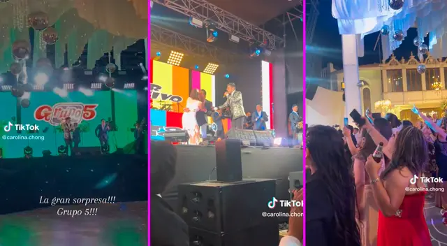 Los esposos celebraron su matrimonio con el Grupo 5. Los esposos celebraron su matrimonio con el Grupo 5.