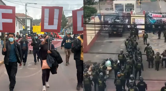 Estudiantes universitarios se movilizaron en rechazo al actual gobierno de Dina Boluarte.