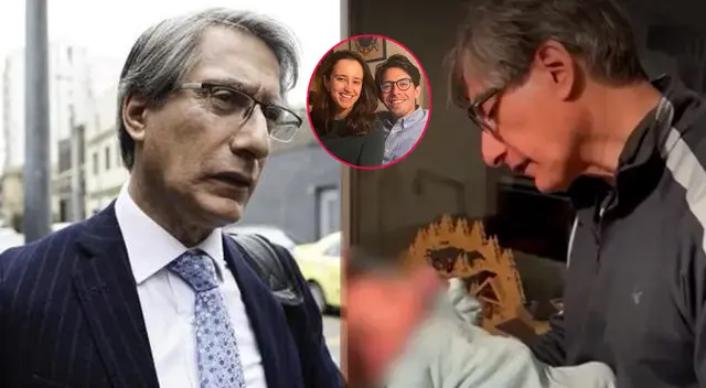 Federico Salazar emocionado con su nieto Sebastián Mateo.