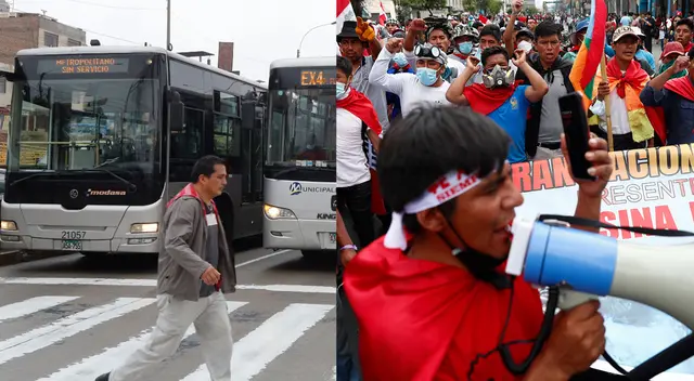 Manifestantes continúan movilizándose en el centro de Lima.