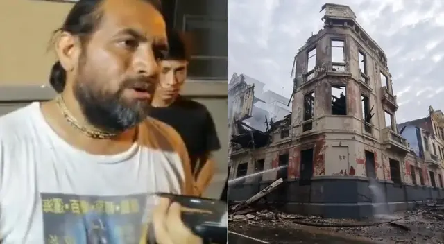 Dueño y edificio siniestrado en la Plaza San Martín