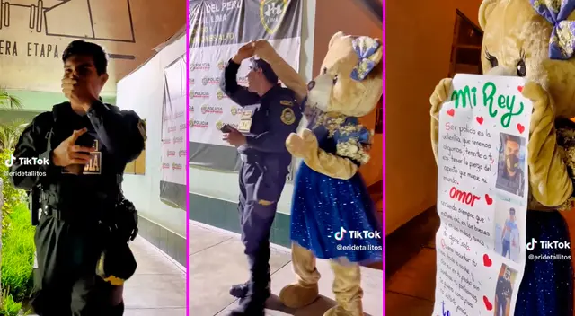 El policía no imaginó que su pareja lo iba a sorprender. El policía no imaginó que su pareja lo iba a sorprender.