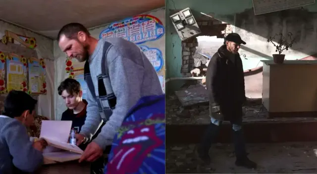 La escuela donde trabajaba quedó en ruinas por la guerra. La escuela donde trabajaba quedó en ruinas por la guerra.