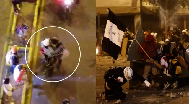 Manifestante y policía tuvieron el gesto de abrazarse en medio de las manifestaciones violentas.