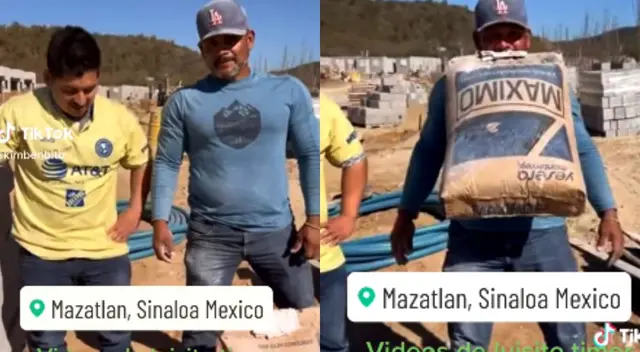 No tuvo problemas cargar el costal sin usar sus manos.