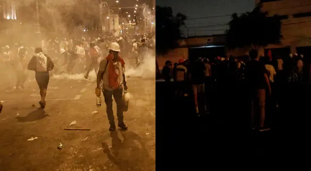 Manifestantes se quedaron sin luz para seguir atacando a la Policía.