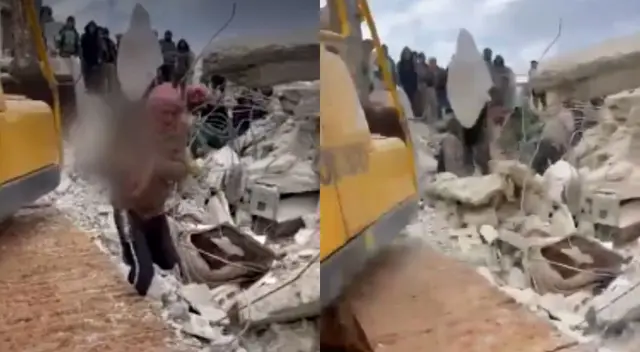 La criatura en el clip logra ser  rescatado tras el sismo.