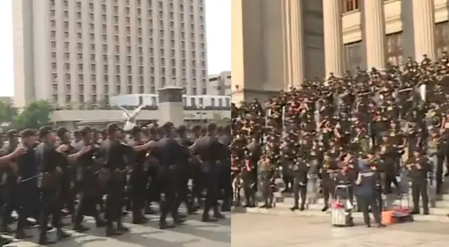 Policías salen a las calles para conservar el orden público.