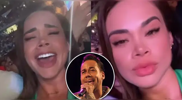 Jossmery Toledo canta con todas sus fuerzas en concierto de Romeo Santos y bromea con su cambio de voz.