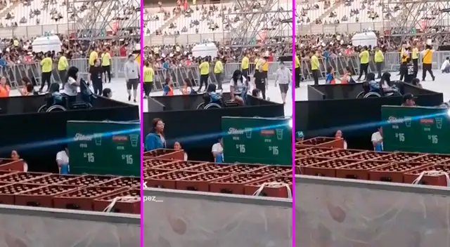 La joven se levantó de la silla de ruedas.