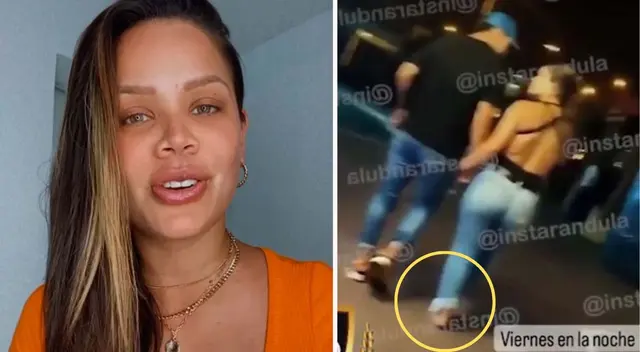 Andrea San Martín es captada caminando sin zapatos en discoteca.
