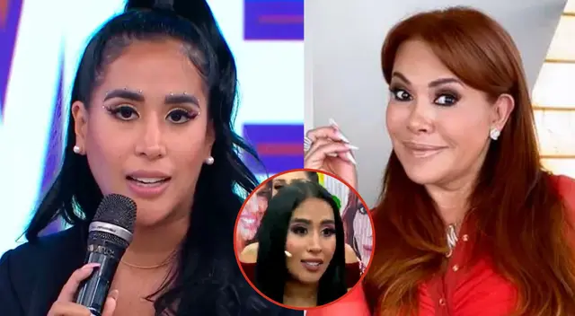 Melissa Paredes y su reacción al ver foto de Magaly Medina en vivo.