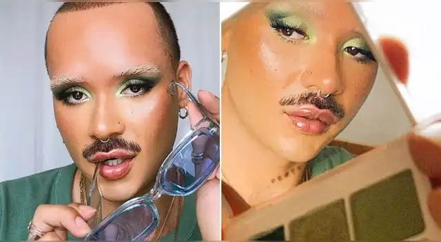 Michael Brooks es un influencer que muestra que los hombres con bigote se pueden maquillar. Michael Brooks es un influencer que muestra que los hombres con bigote se pueden maquillar.