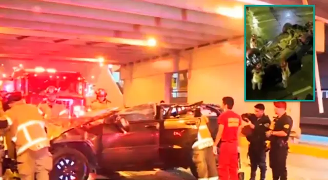 Jeep cae de puente Aramburú a la Vía Expresa en San Isidro.