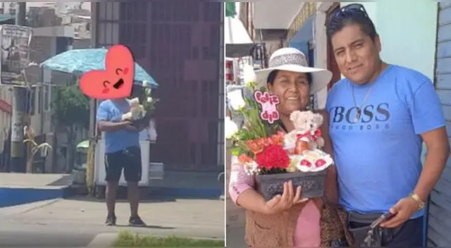 Hermoso. Señor con arreglo floral recorre calles de Tacna y usuarios en Facebook se conmueven.
