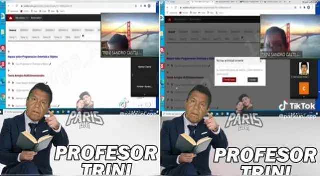 El profesor dejo en 'shock' al alumno en plena reunión de Zoom y usuarios en TikTok se vacilan.