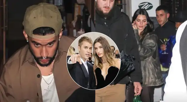 Bad Bunny y Kendall Jenner cenando junto a Hailey y Justin Bieber .