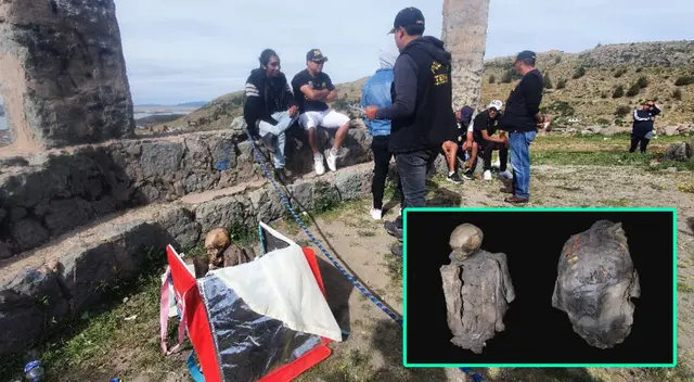 Jóvenes intervenidos con momia en mochila de delivery en Puno