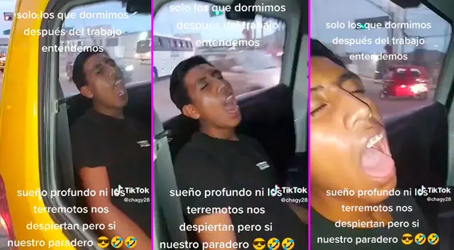 El joven sorprendió a todos con su peculiar forma de dormir. El joven sorprendió a todos con su peculiar forma de dormir.