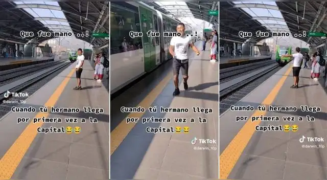 Joven trolea a su hermano con broma en el tren tras llegar a Lima por primera vez y es viral en TikTok.