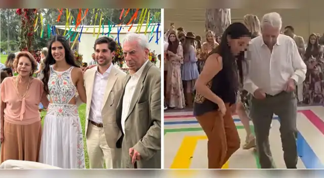 Mario Vargas Llosa y Patricia Llosa juntos en boda de su nieta.