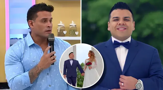 Christian Domínguez chancó el atuendo del esposo de Isabel Acevedo.