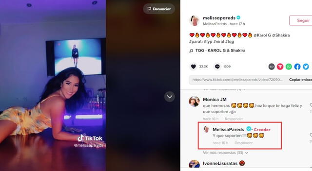  Melissa Paredes y su polémica respuesta en baile 'TQG'. Fuente: TikTok.   