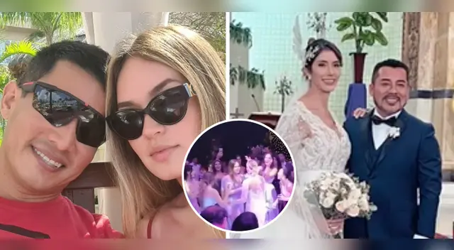 Novia de Renzo Costa recibe ramo de la esposa de Alexander Blas.