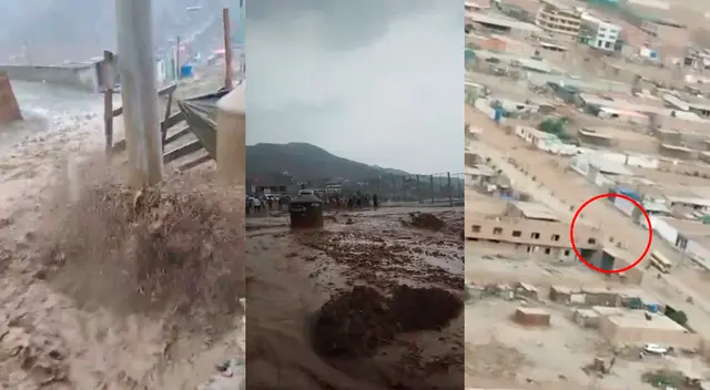 Se registra un huaico de mayor intensidad en Jicamarca, San Juan de Lurigancho.