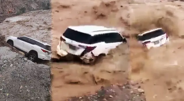 Camioneta termina siendo arrastrada por huaico en Áncash y desaparece.