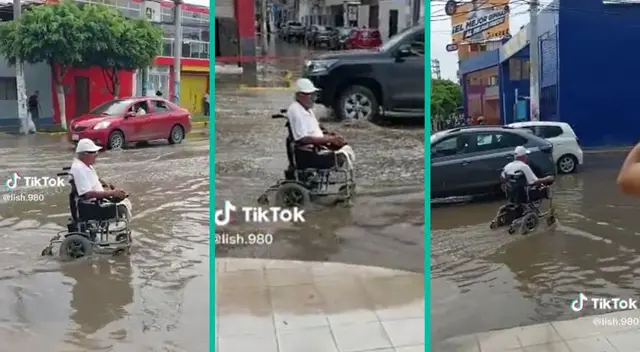 El señor no se amilanó al cambio de clima y cruzó con normalidad.