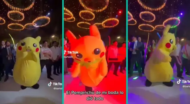 El divertido muñeco fue contratado para boda y puso a bailar a todos los invitados.
