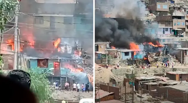 El incendio consumió a por lo menos 5 viviendas de Collique, en Comas.