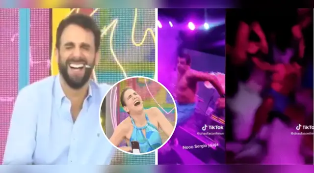 Rodrigo Gonzalez y Gigi Mitre se burlan tras caída de Sergio Galliani. Rodrigo Gonzalez y Gigi Mitre se burlan tras caída de Sergio Galliani.