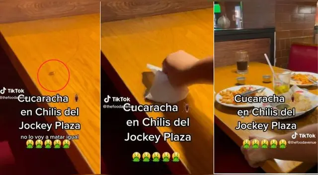 Peruanos disfrutan de su comida en Chili's, una cucaracha apareció en la mesa y escena es viral en TikTok. Peruanos disfrutan de su comida en Chili's, una cucaracha apareció en la mesa y escena es viral en TikTok.
