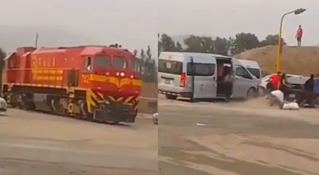 Tren desaceleró afortunadamente para los pasajeros de la miniván. Tren desaceleró afortunadamente para los pasajeros de la miniván.