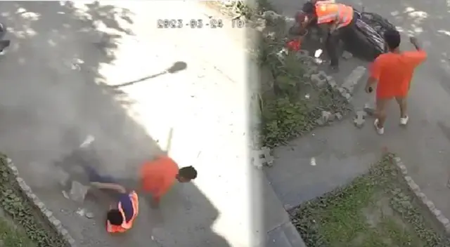 Ladrones chocados por taxista tras robar celular a joven.