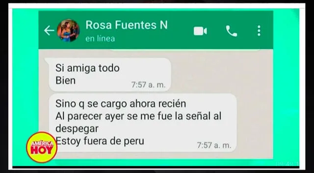 Mensaje de WhatsApp de Rosa Fuentes - América Hoy.   