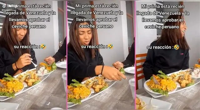 Una venezolana llegó al Perú, comió ceviche y su reacción es viral en TikTok.