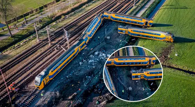Un tren de pasajeros y otro de mercancías chocaron con una grúa.